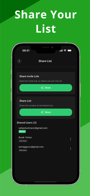 Sharing a list with an invite link and seeing who has joined